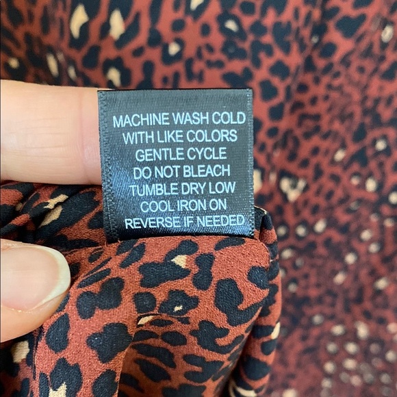 Cure New With Tags Rust Leopard Print Blouse With Sheer Mesh Crochet Neckline - Picture 12 of 15